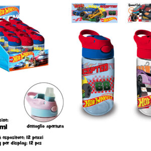 BORRACCIA TRASPARENTE CON CANNUCCIA IN SK 480 ML HOT WHEELS