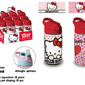 BORRACCIA TRASPARENTE CON CANNUCCIA IN SK 480 ML HELLO KITTY