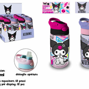 BORRACCIA TRASPARENTE CON CANNUCCIA IN SK 480 ML KUROMI