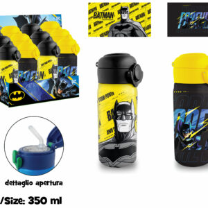 BORRACCIA TERMICA ACCIAIO INOX CON CANNUCCIA 350 ML BATMAN