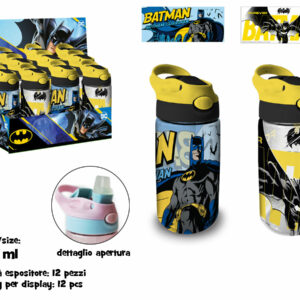 BORRACCIA TRASPARENTE CON CANNUCCIA IN SK 480 ML BATMAN